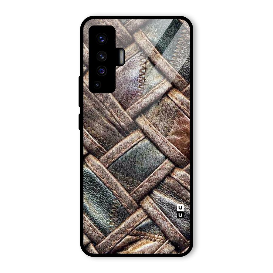 Classic Leather Belt Design Glass Back Case for Vivo X50