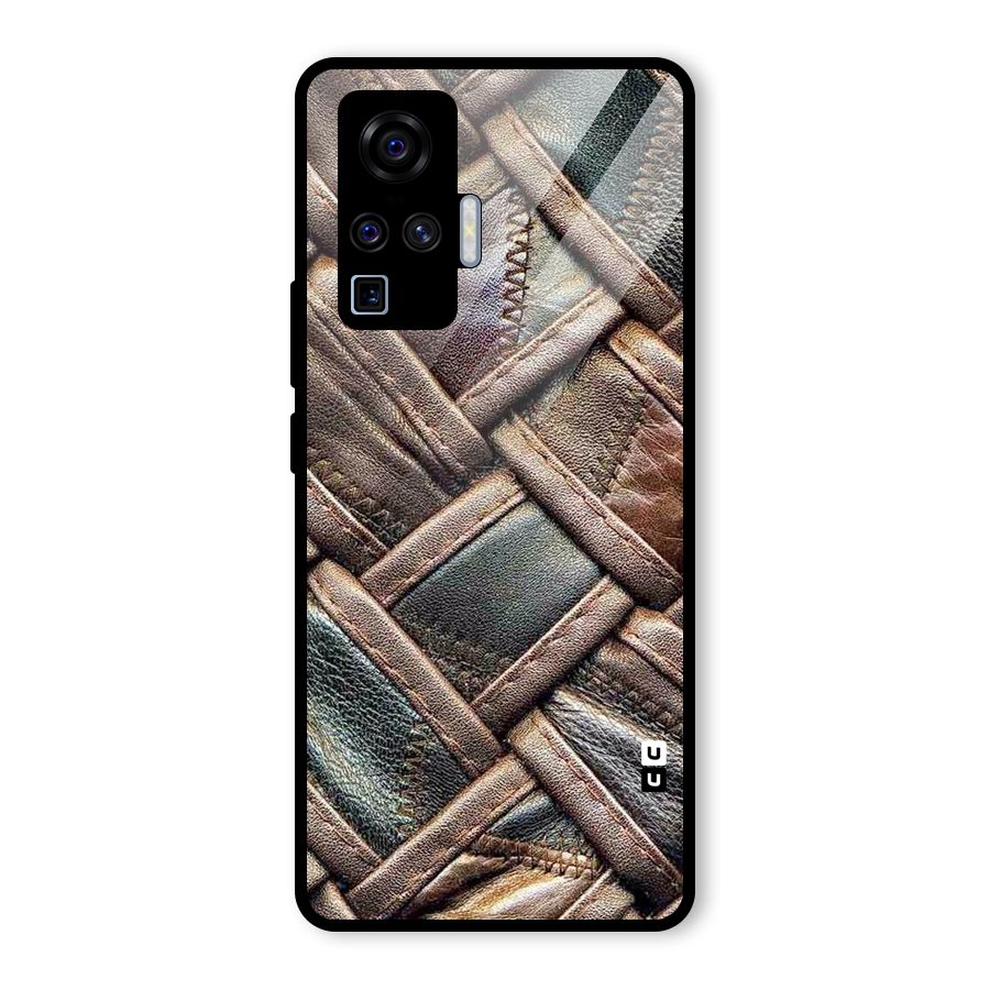 Classic Leather Belt Design Glass Back Case for Vivo X50 Pro