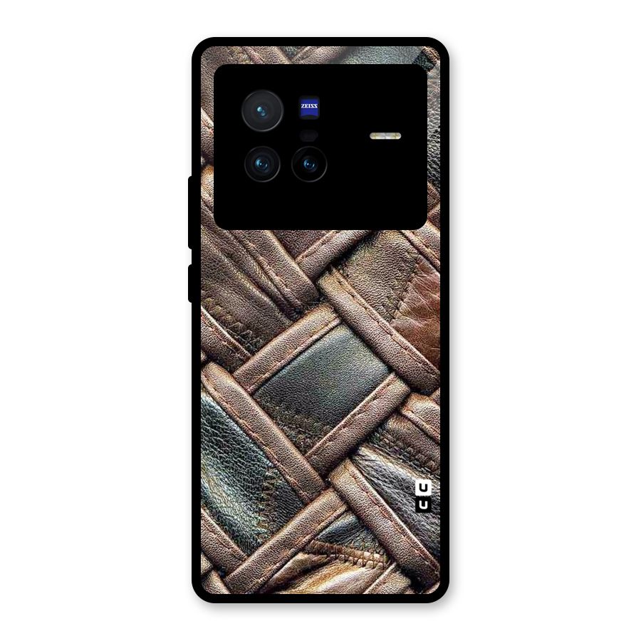 Classic Leather Belt Design Glass Back Case for Vivo X80