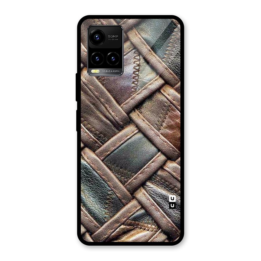 Classic Leather Belt Design Glass Back Case for Vivo Y21T