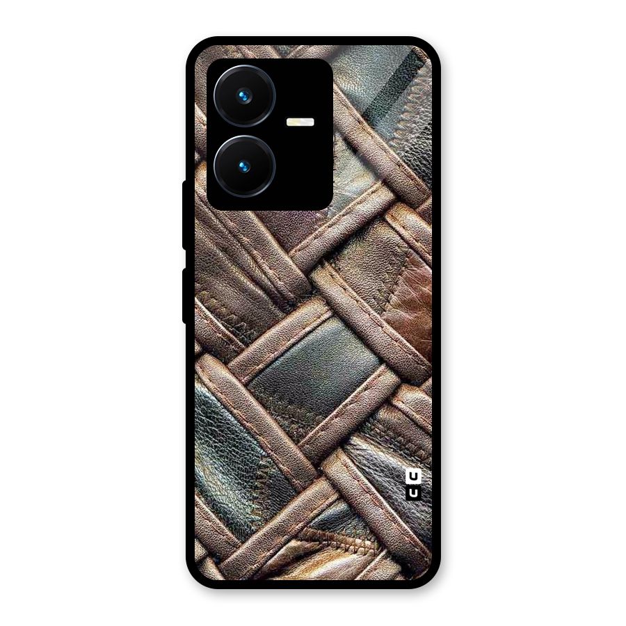 Classic Leather Belt Design Glass Back Case for Vivo Y22
