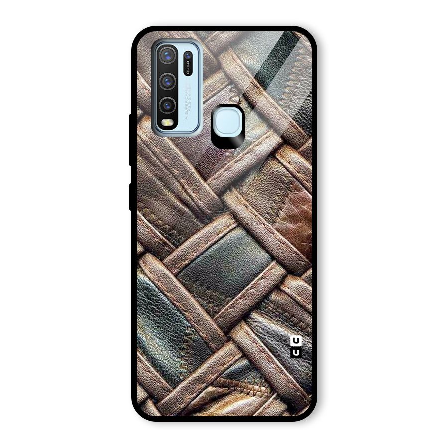 Classic Leather Belt Design Glass Back Case for Vivo Y30