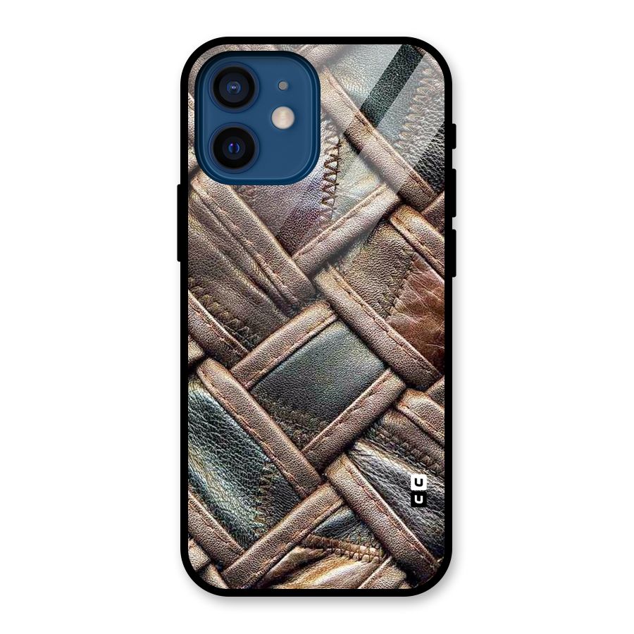 Classic Leather Belt Design Glass Back Case for iPhone 12 Mini