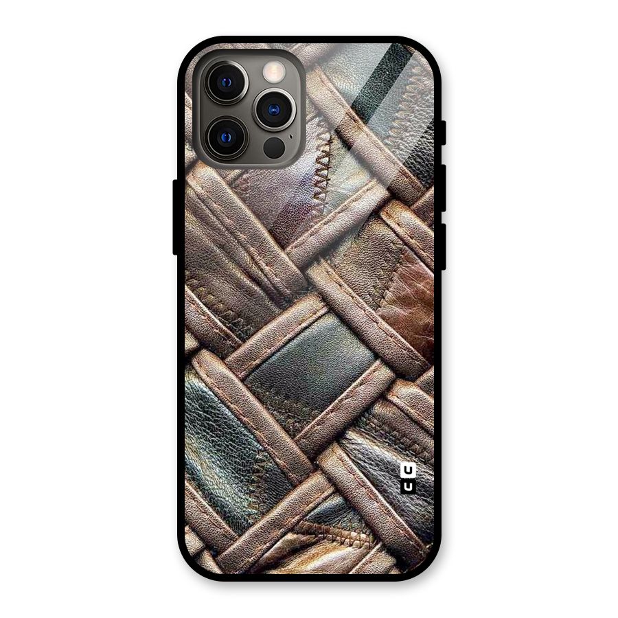 Classic Leather Belt Design Glass Back Case for iPhone 12 Pro