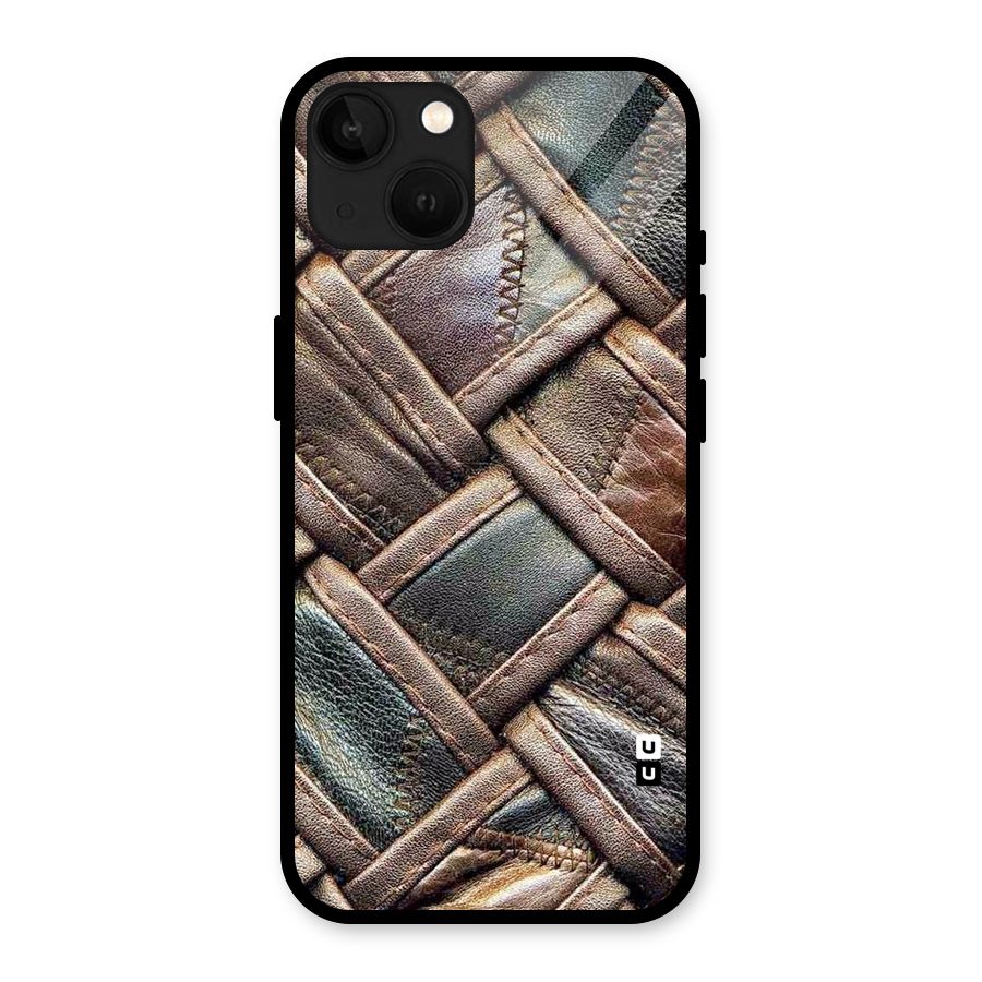 Classic Leather Belt Design Glass Back Case for iPhone 13