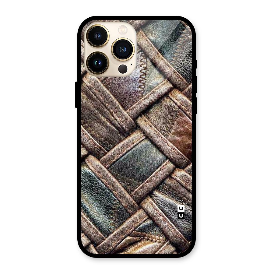 Classic Leather Belt Design Glass Back Case for iPhone 13 Pro Max