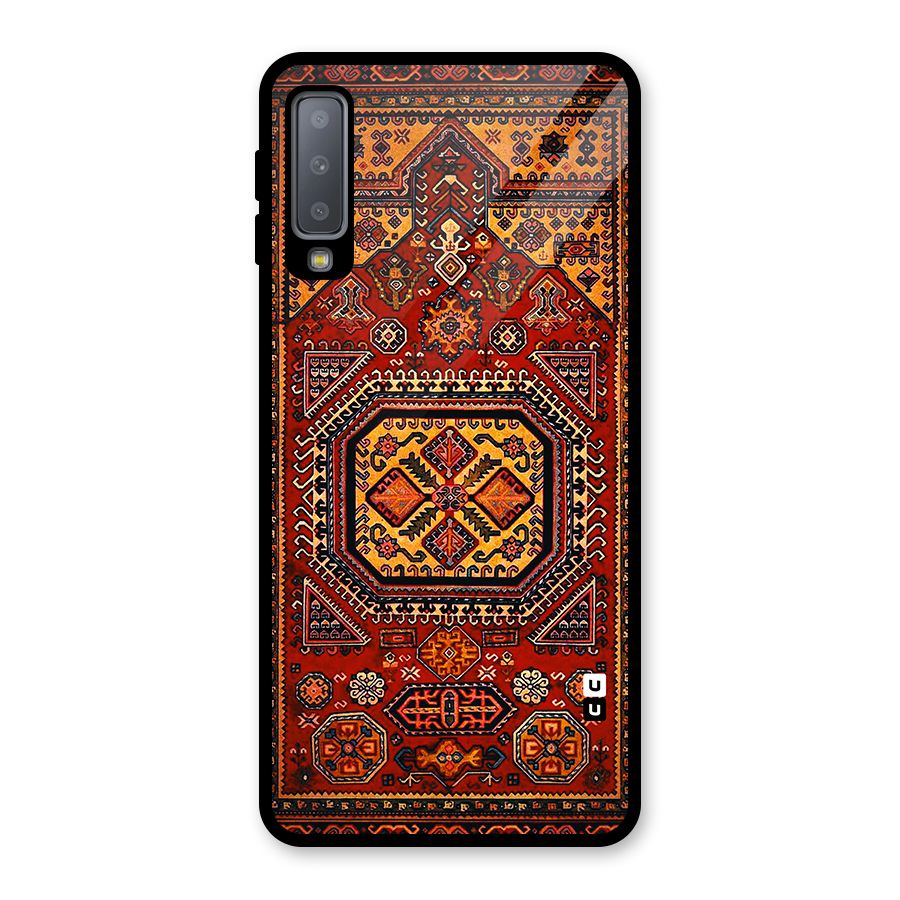 Classic Luxury Carpet Pattern Glass Back Case for Galaxy A7 (2018)