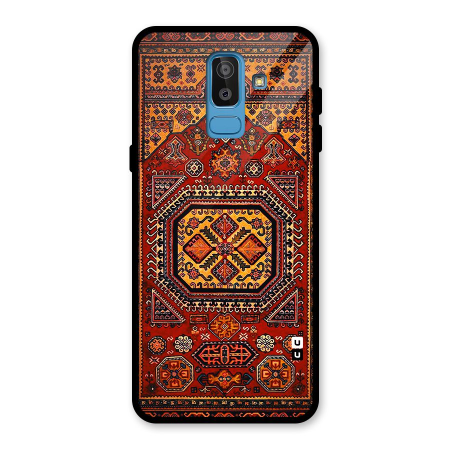 Classic Luxury Carpet Pattern Glass Back Case for Galaxy J8