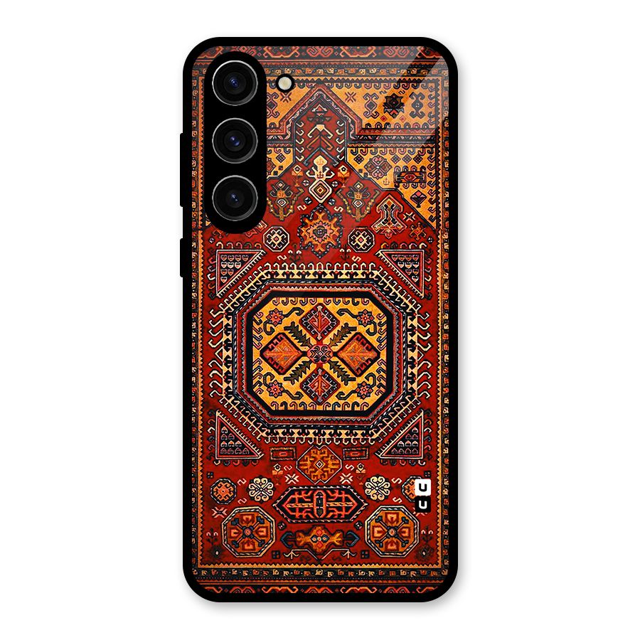 Classic Luxury Carpet Pattern Glass Back Case for Galaxy S23 Plus