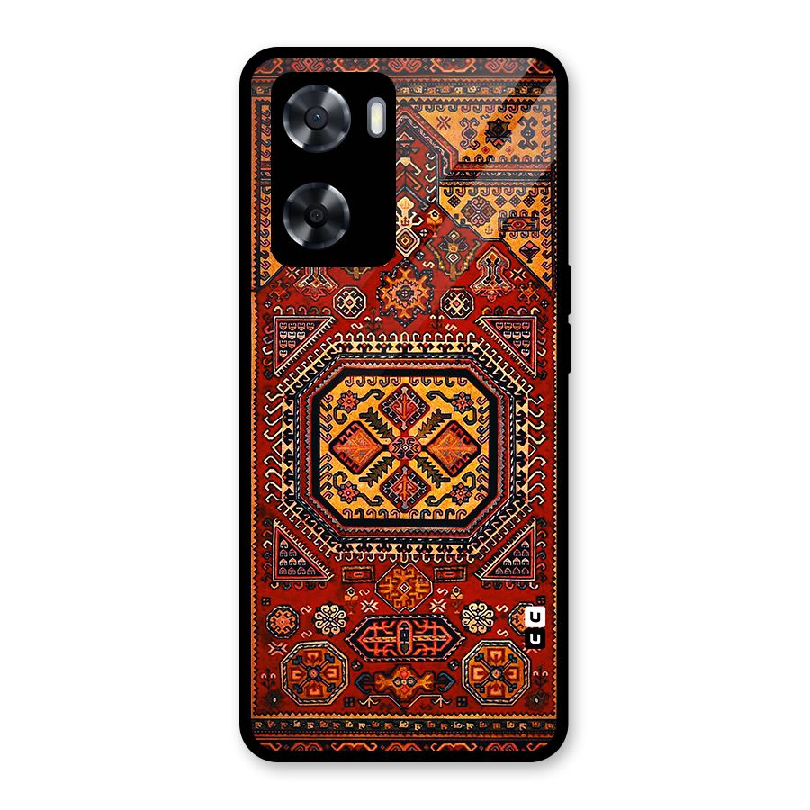 Classic Luxury Carpet Pattern Glass Back Case for Oppo A57 2022