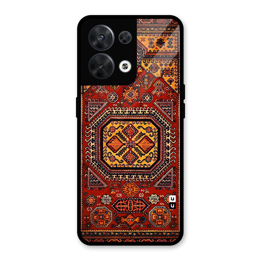 Classic Luxury Carpet Pattern Glass Back Case for Oppo Reno8 5G