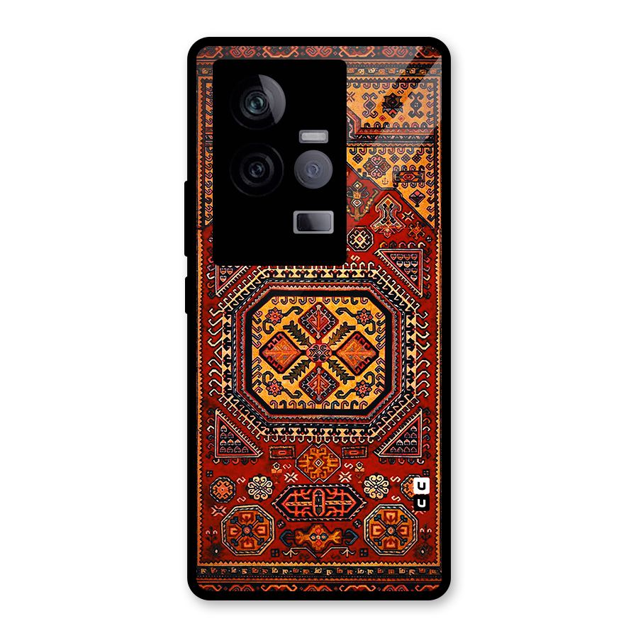 Classic Luxury Carpet Pattern Glass Back Case for Vivo iQOO 11 5G