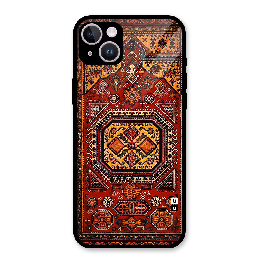 Classic Luxury Carpet Pattern Glass Back Case for iPhone 14 Plus