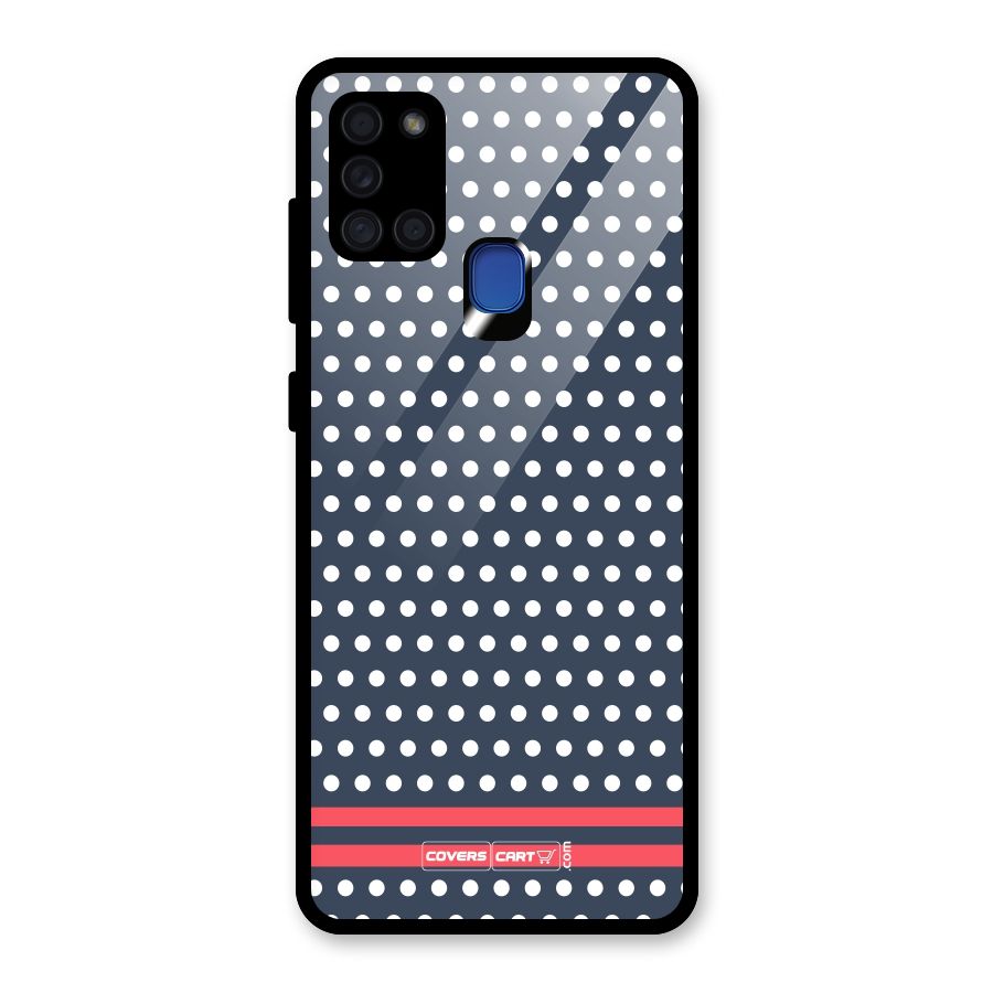 Classic Polka Dots Glass Back Case for Galaxy A21s