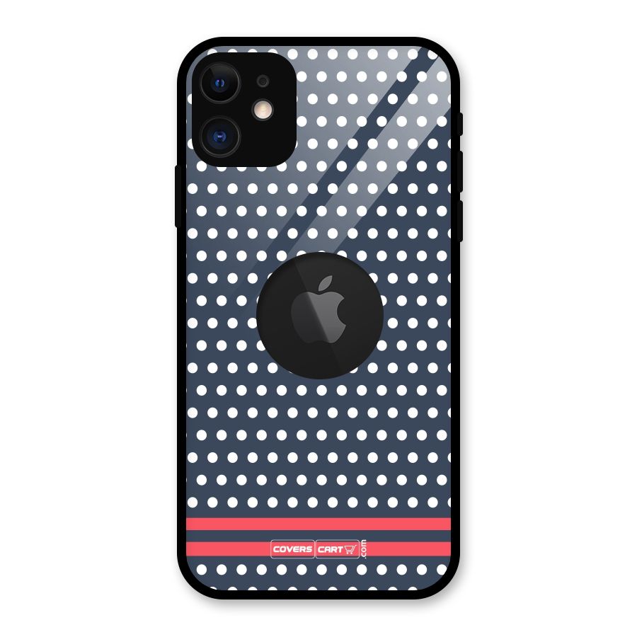 Classic Polka Dots Glass Back Case for iPhone 11 Logo Cut