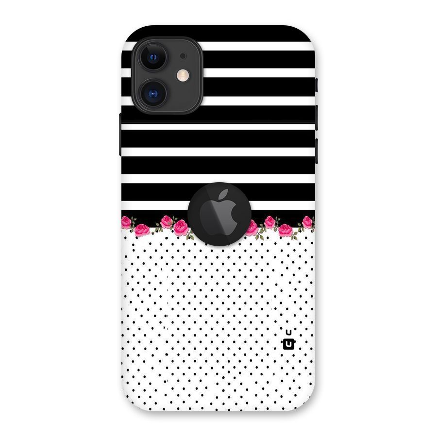 Classic Polka Stripes Back Case for iPhone 11 Logo Cut