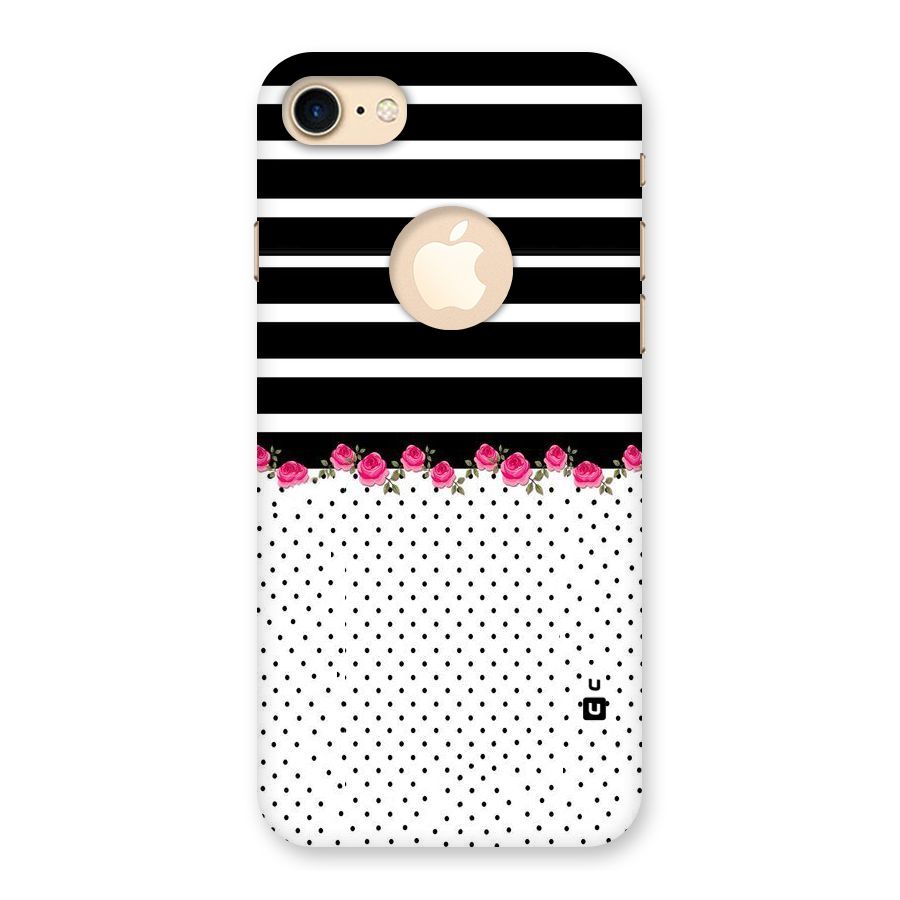 Classic Polka Stripes Back Case for iPhone 7 Logo Cut