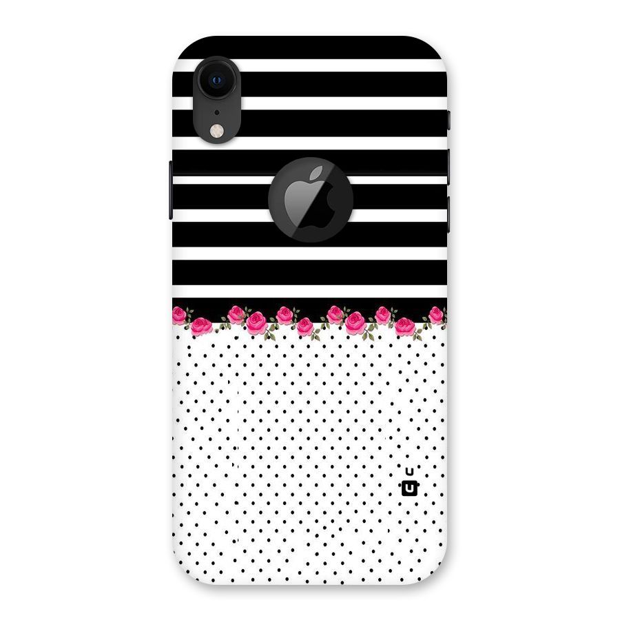 Classic Polka Stripes Back Case for iPhone XR Logo Cut