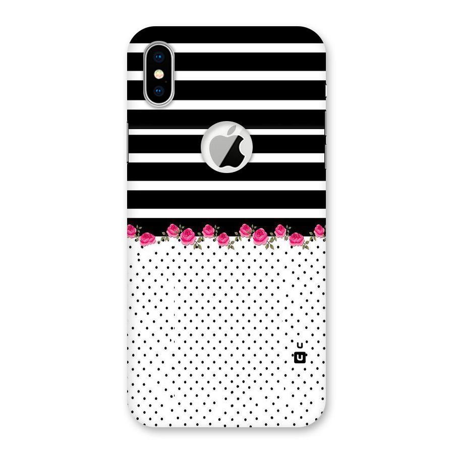 Classic Polka Stripes Back Case for iPhone XS Logo Cut
