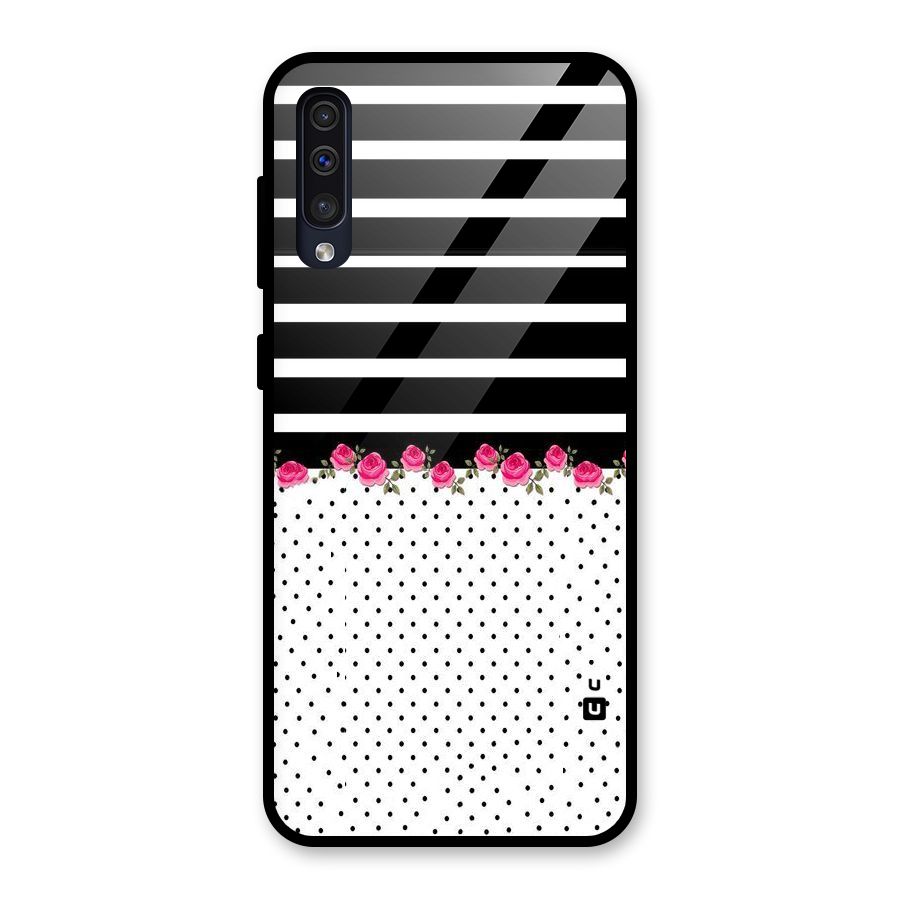 Classic Polka Stripes Glass Back Case for Galaxy A50