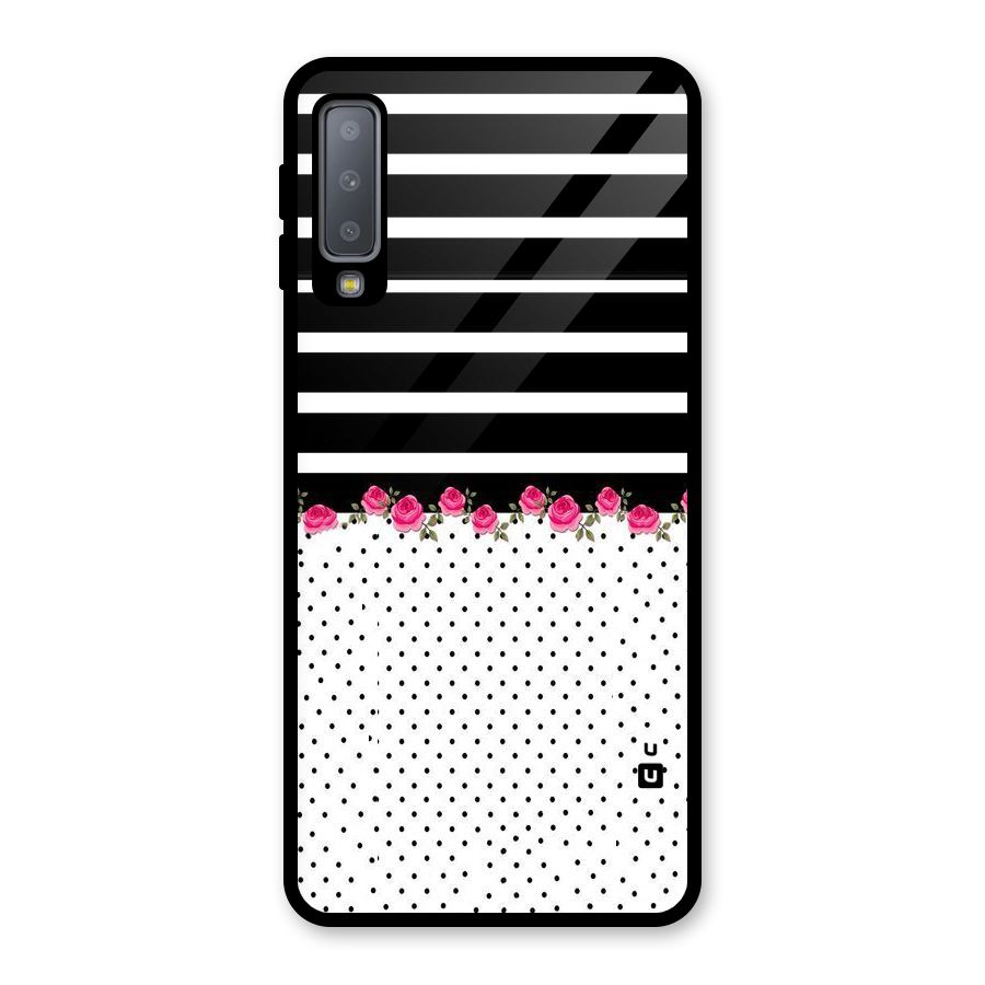 Classic Polka Stripes Glass Back Case for Galaxy A7 (2018)