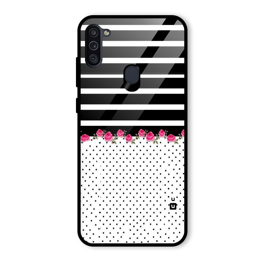 Classic Polka Stripes Glass Back Case for Galaxy M11