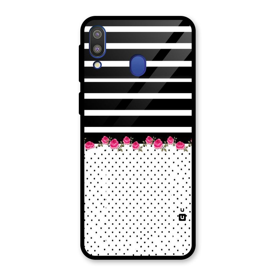 Classic Polka Stripes Glass Back Case for Galaxy M20