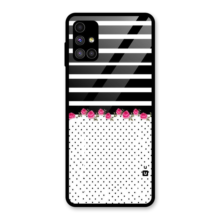 Classic Polka Stripes Glass Back Case for Galaxy M51