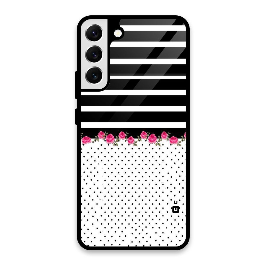 Classic Polka Stripes Glass Back Case for Galaxy S22 Plus 5G