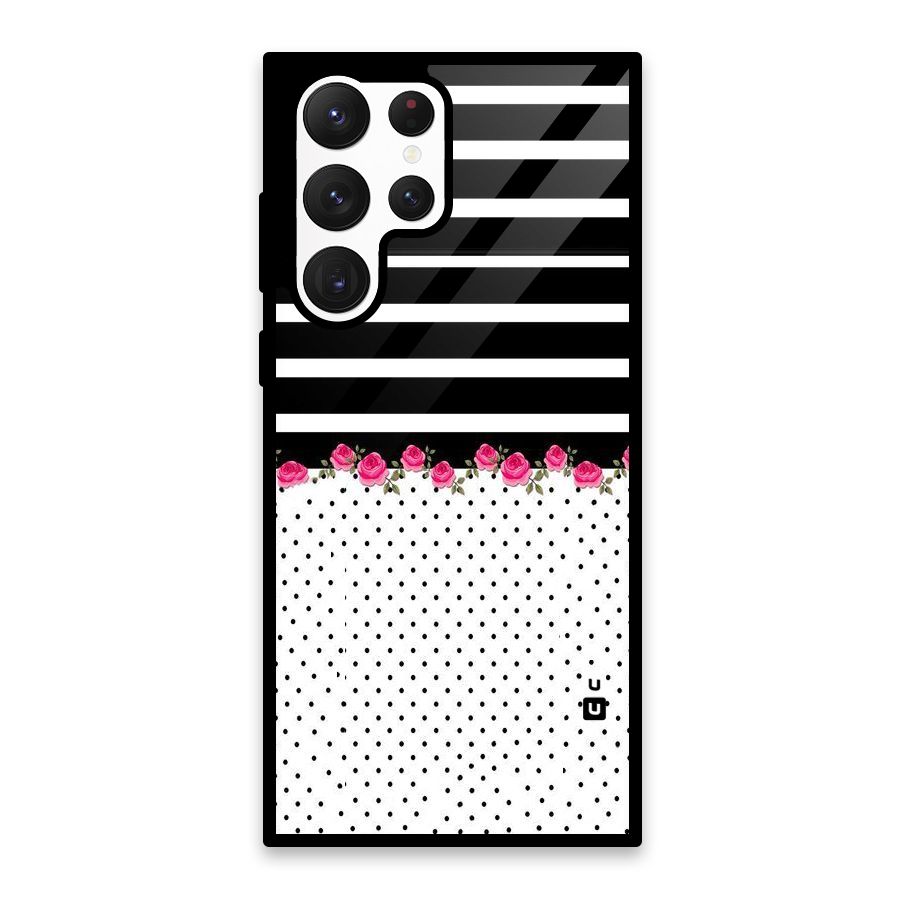 Classic Polka Stripes Glass Back Case for Galaxy S22 Ultra 5G