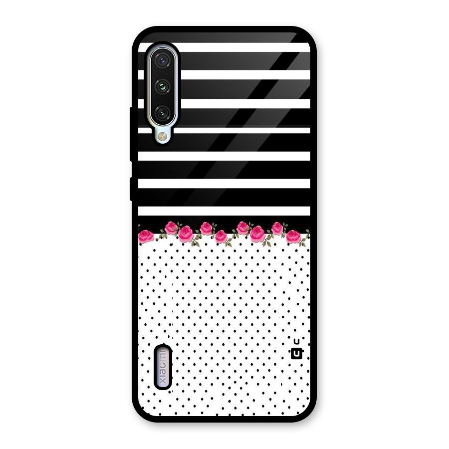 Classic Polka Stripes Glass Back Case for Mi A3