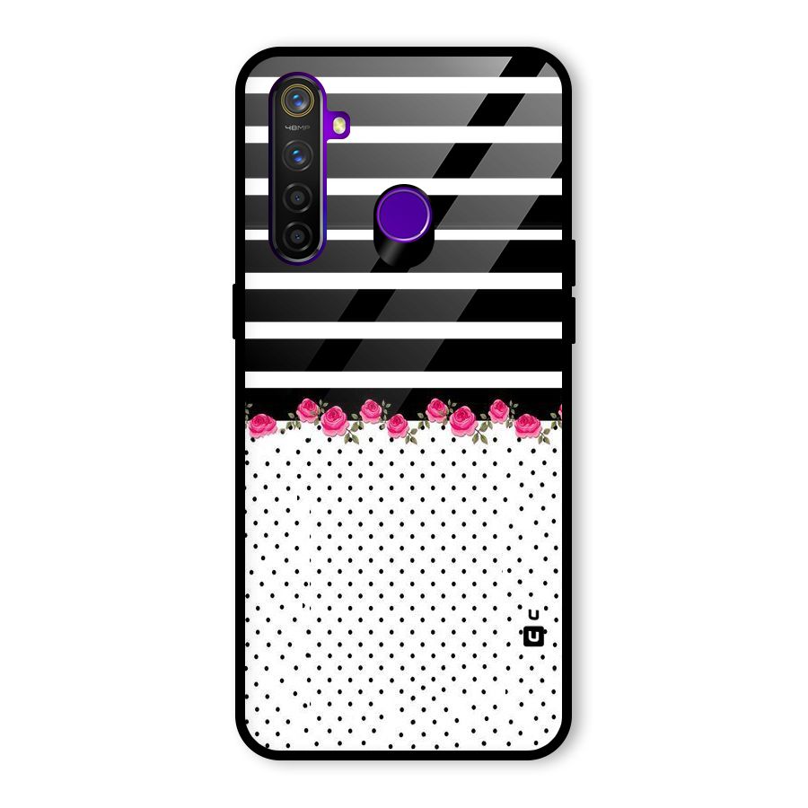 Classic Polka Stripes Glass Back Case for Realme 5 Pro