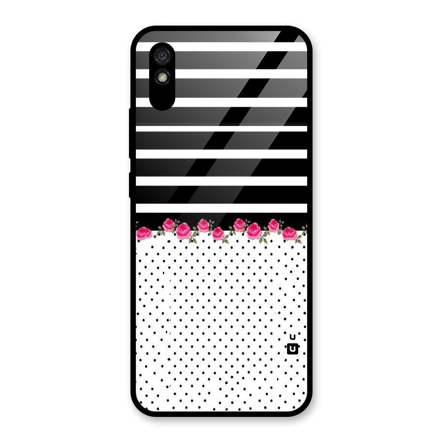 Classic Polka Stripes Glass Back Case for Redmi 9A