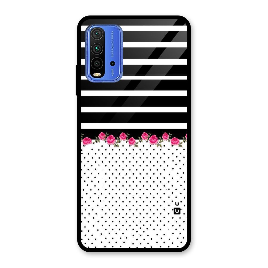 Classic Polka Stripes Glass Back Case for Redmi 9 Power