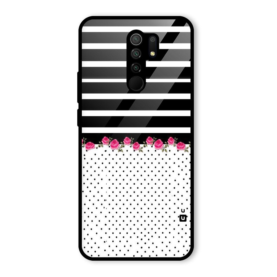 Classic Polka Stripes Glass Back Case for Redmi 9 Prime