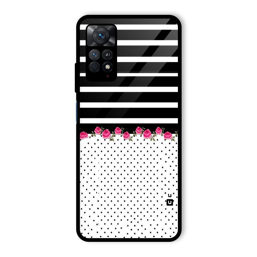 Classic Polka Stripes Glass Back Case for Redmi Note 11 Pro