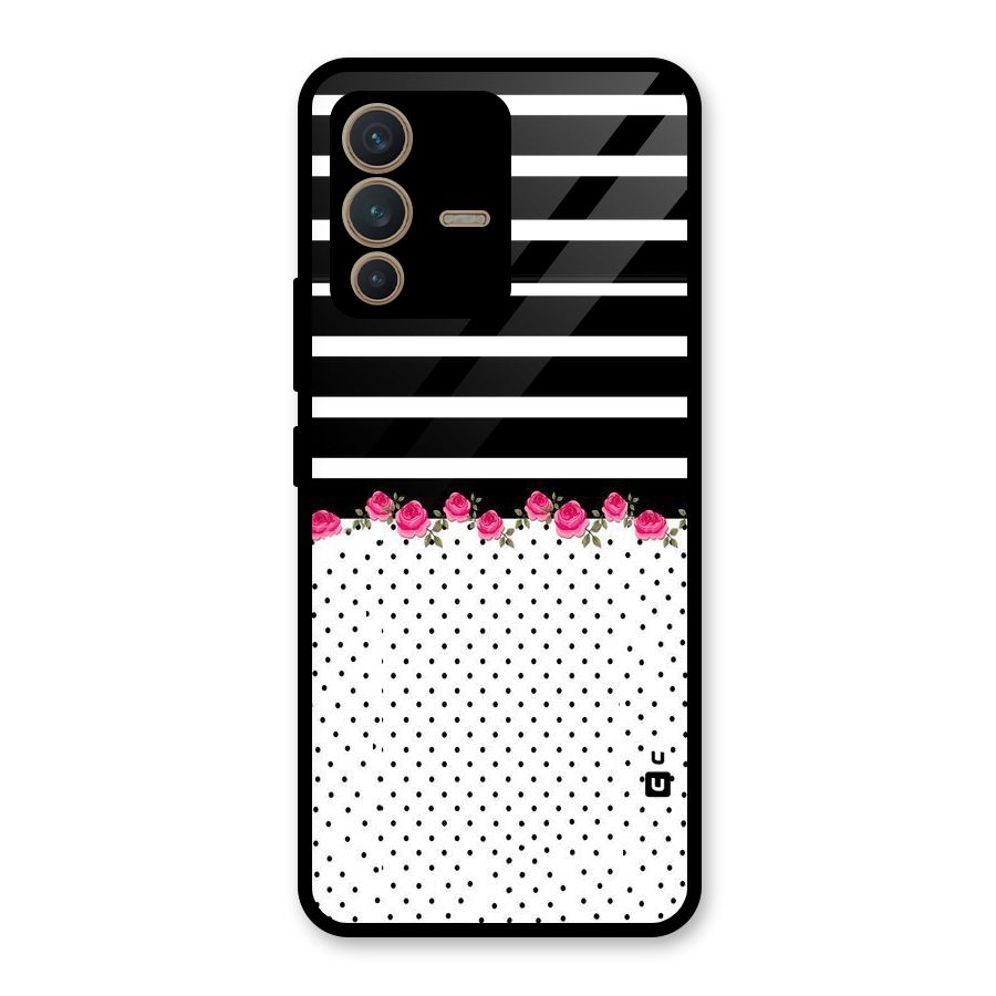 Classic Polka Stripes Glass Back Case for Vivo V23 5G