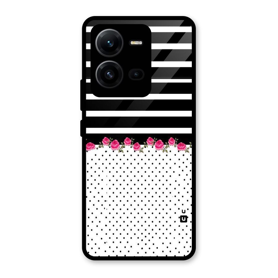 Classic Polka Stripes Glass Back Case for Vivo V25