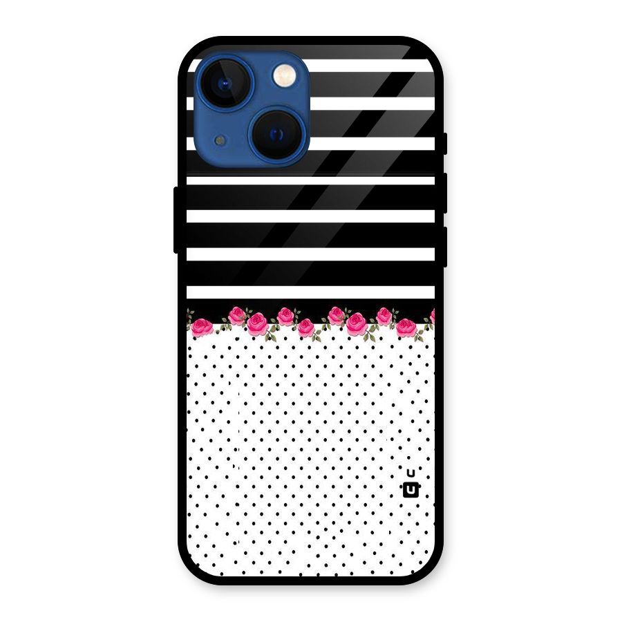 Classic Polka Stripes Glass Back Case for iPhone 13 Mini