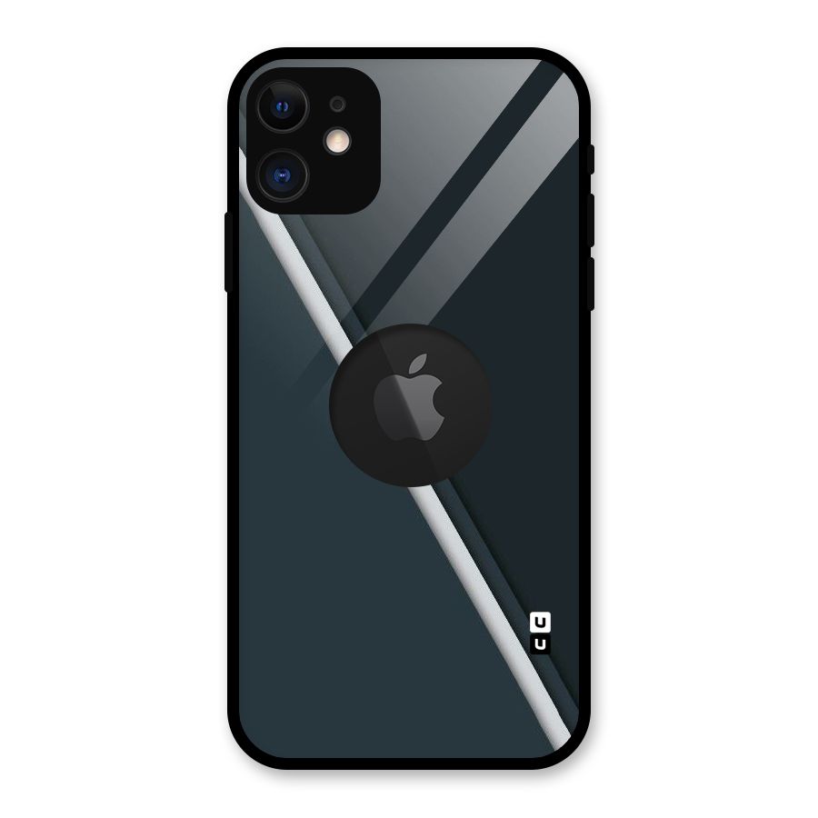 Classic Single Stripe Glass Back Case for iPhone 11 Logo Cut