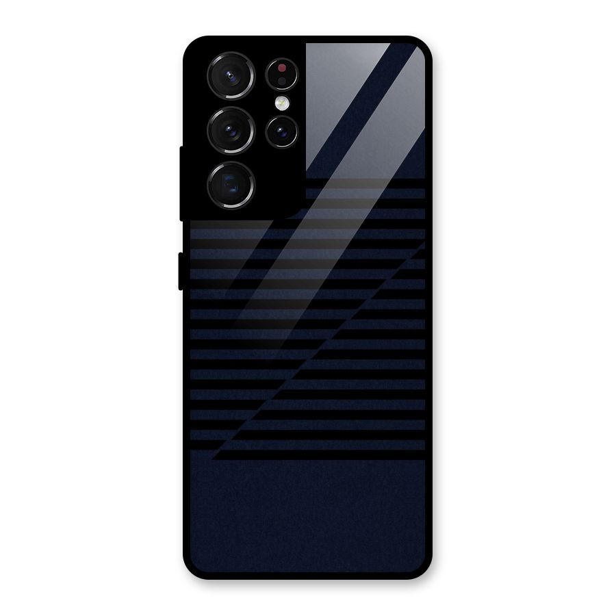 Classic Stripes Cut Glass Back Case for Galaxy S21 Ultra 5G