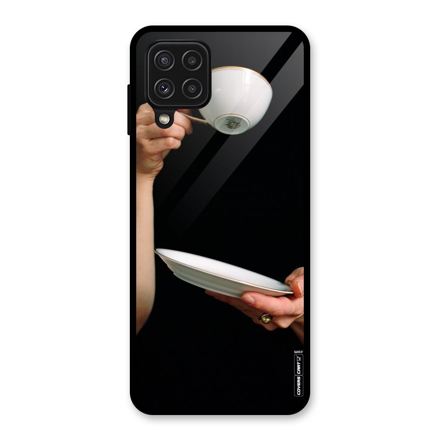 Classic Tea Cup Glass Back Case for Galaxy A22 4G