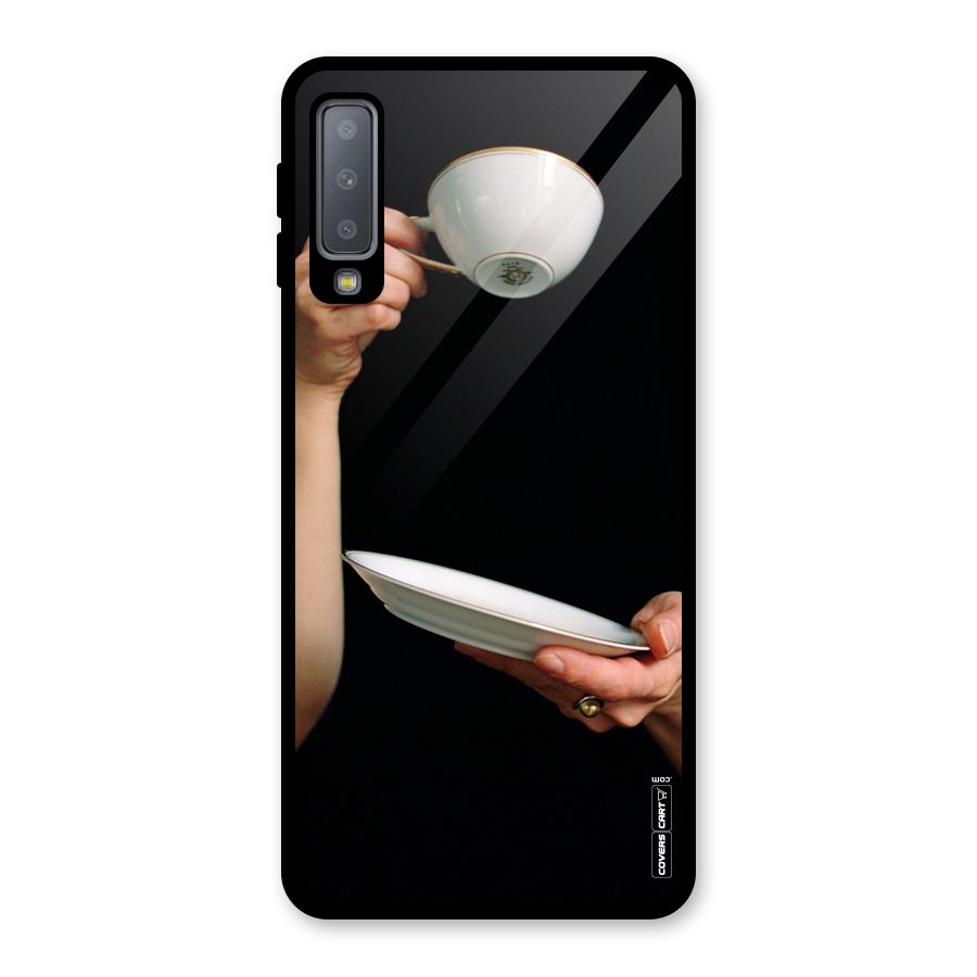Classic Tea Cup Glass Back Case for Galaxy A7 (2018)