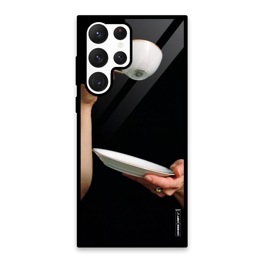 Classic Tea Cup Glass Back Case for Galaxy S22 Ultra 5G