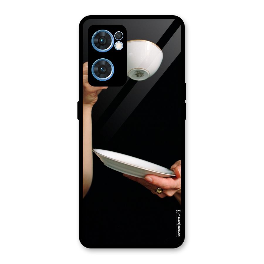 Classic Tea Cup Glass Back Case for Oppo Reno7 5G