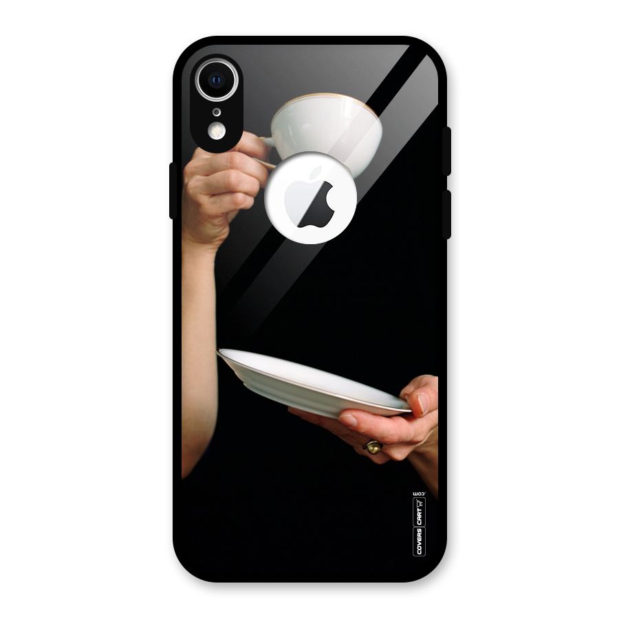 Classic Tea Cup Glass Back Case for iPhone XR Logo Cut