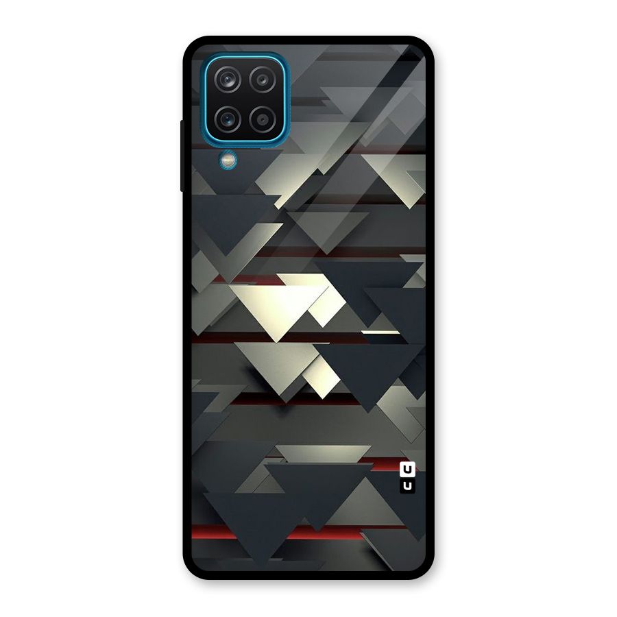 Classic Triangles Design Glass Back Case for Galaxy A12