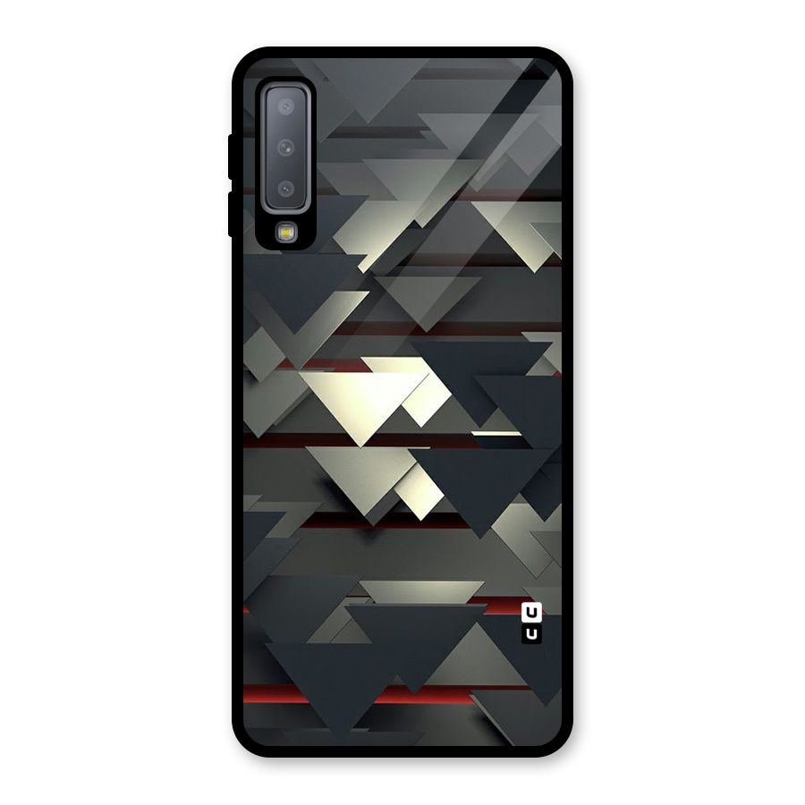 Classic Triangles Design Glass Back Case for Galaxy A7 (2018)