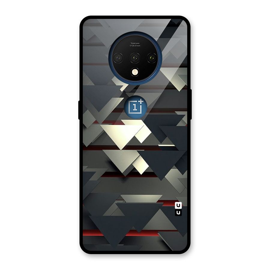 Classic Triangles Design Glass Back Case for OnePlus 7T