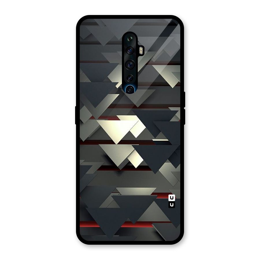 Classic Triangles Design Glass Back Case for Oppo Reno2 F